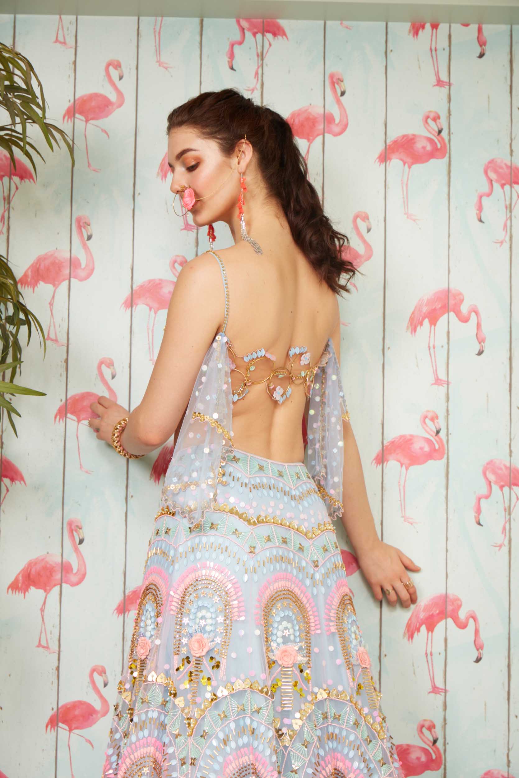 Elsa - Millennial Blue Embroidered Lehenga Set