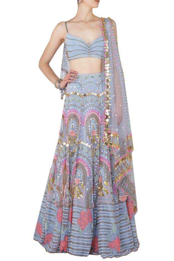 Elsa - Millennial Blue Embroidered Lehenga Set