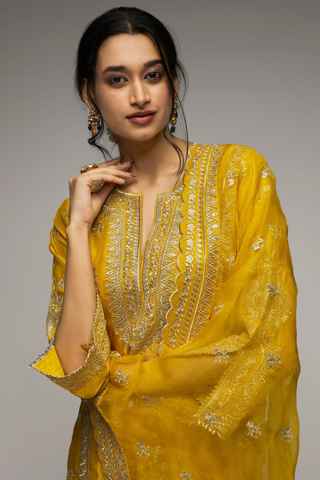 New Rati Pallazo Set Mustard