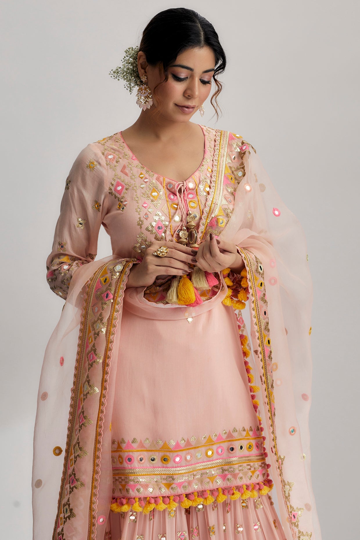 Friya Short Kurta Sharara Set Pink