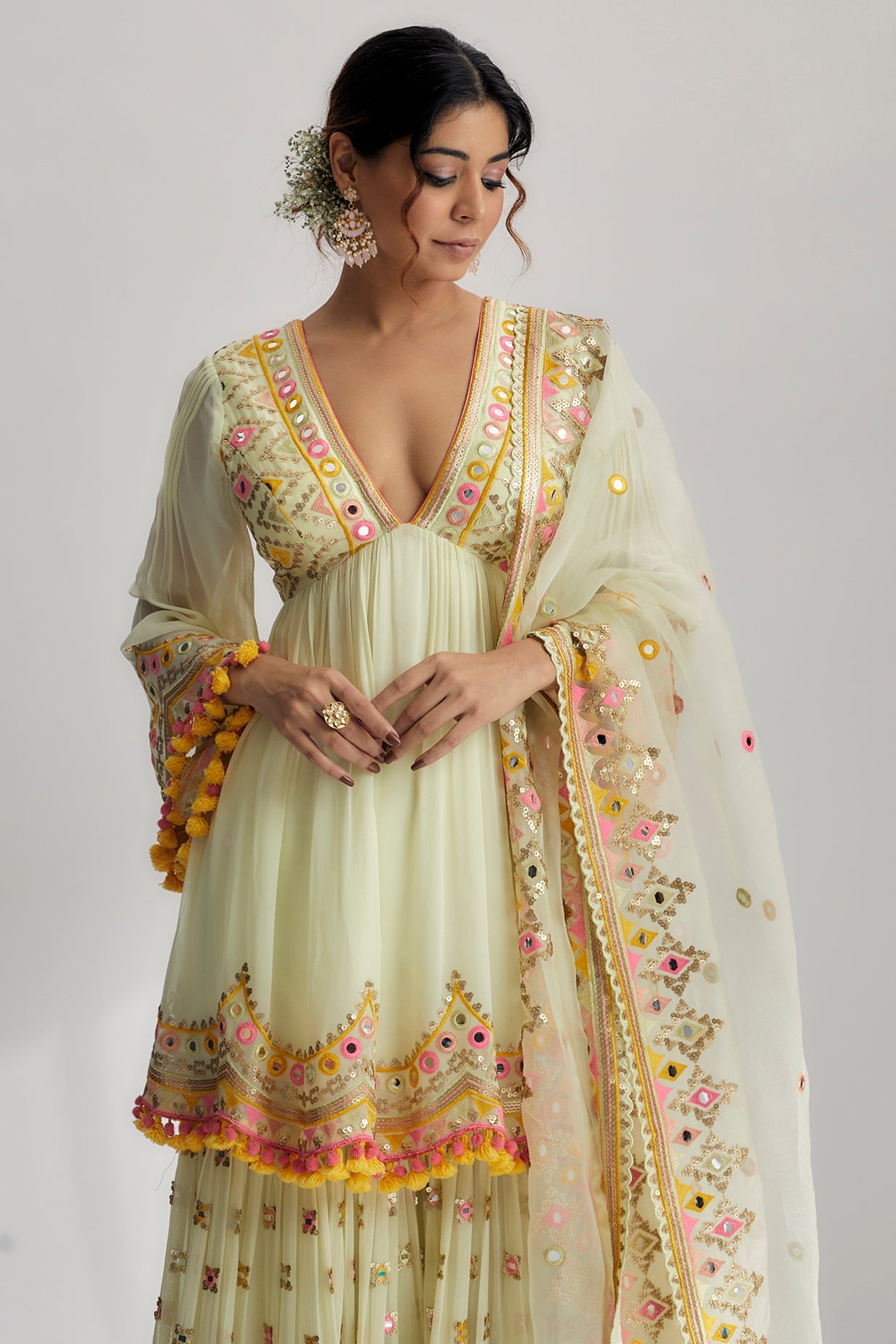 Zohra Peplum With Sharara Set