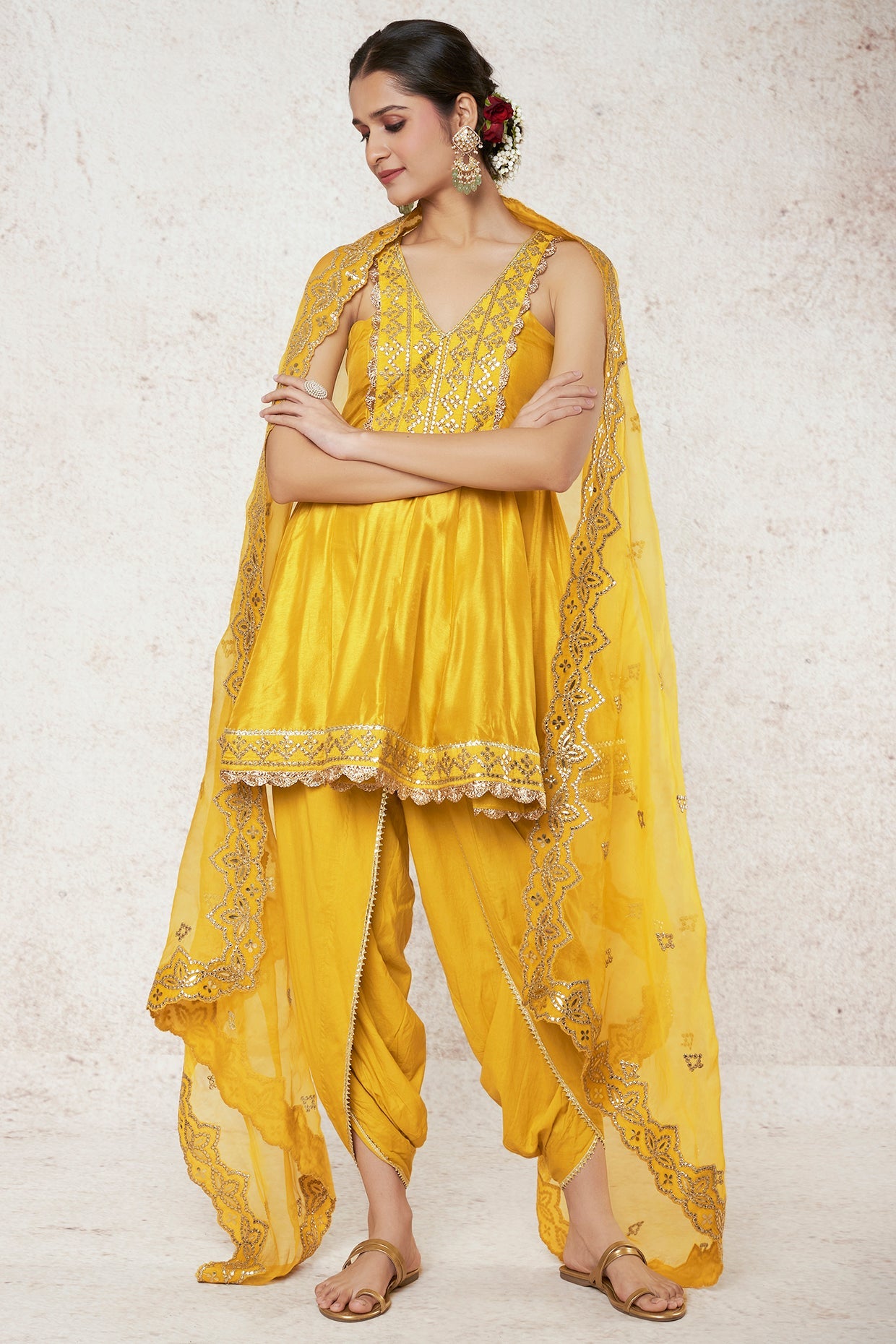 Shiza Peplum With Dhoti And Dupatta