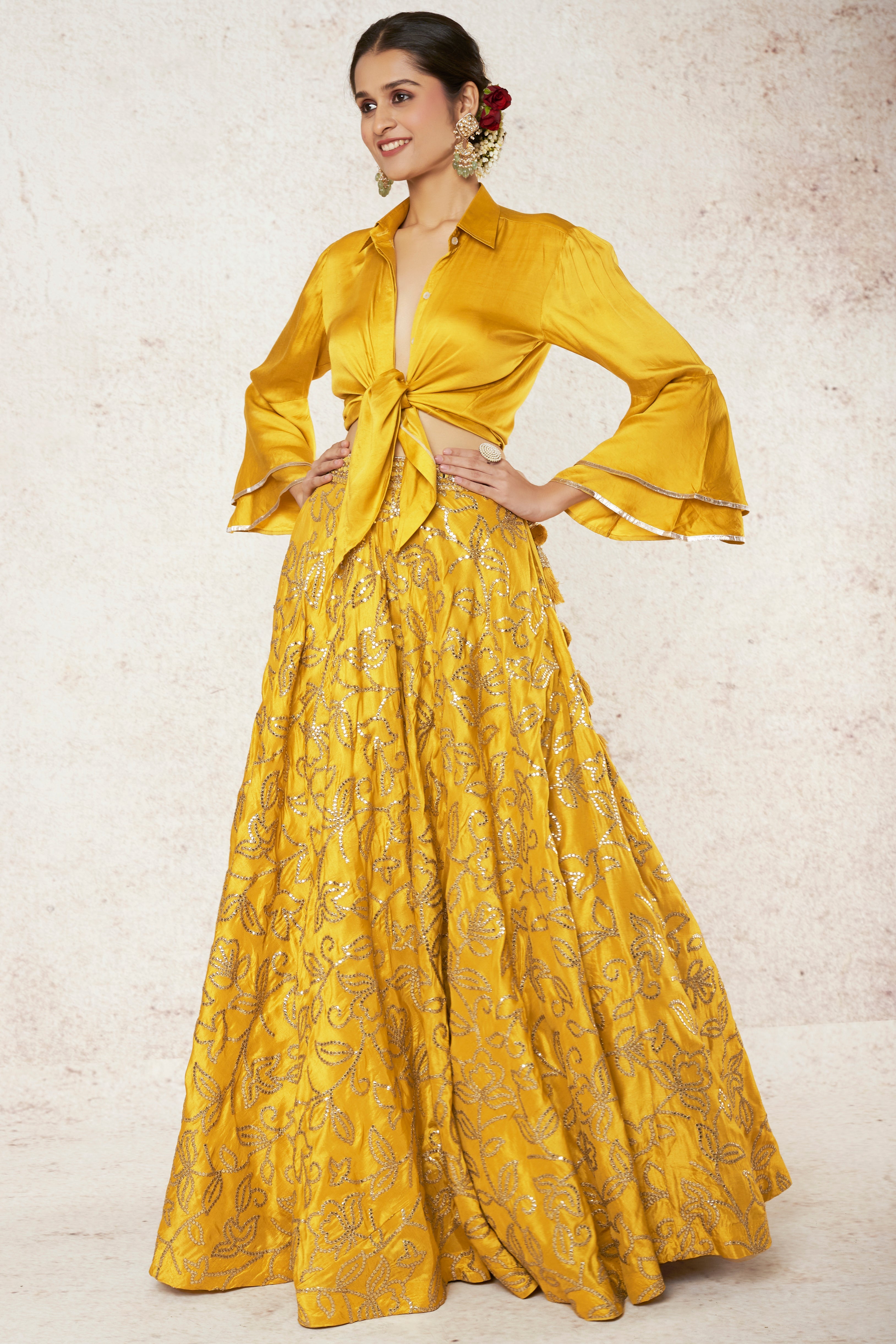 Aqeedat Shirt Top With Victorian Skirt Mustard