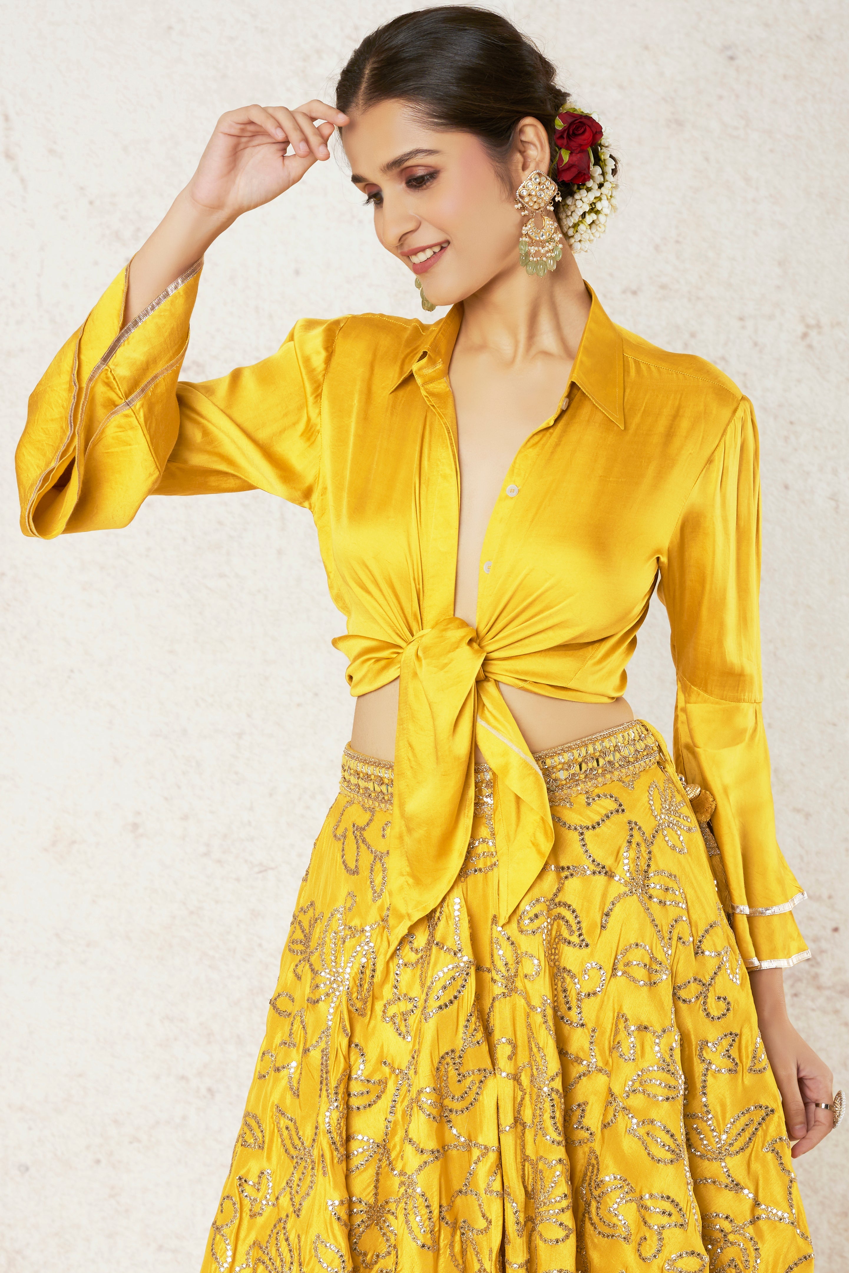 Aqeedat Shirt Top With Victorian Skirt Mustard