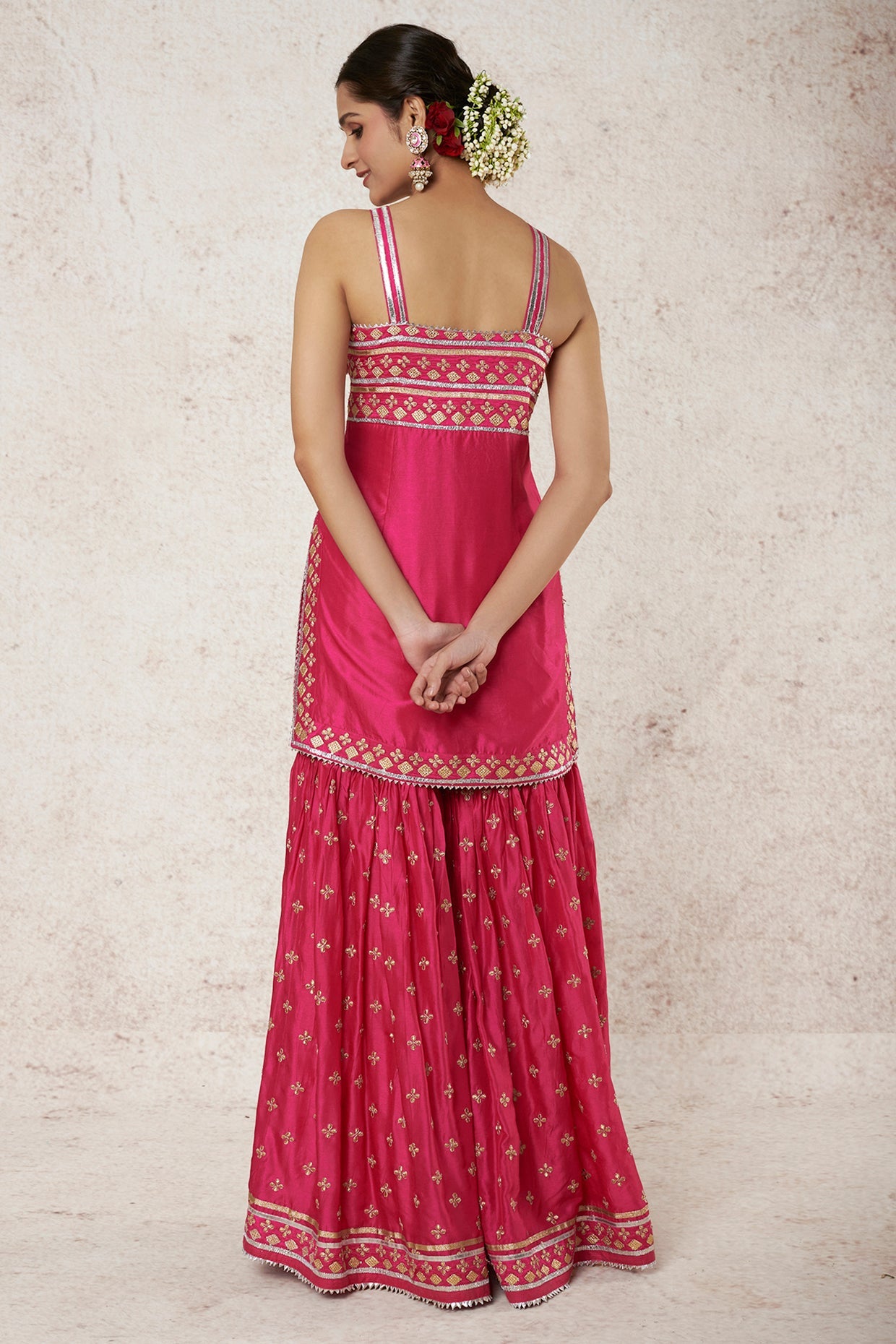 Aarva Strappy Kurta With Sharara And Dupatta