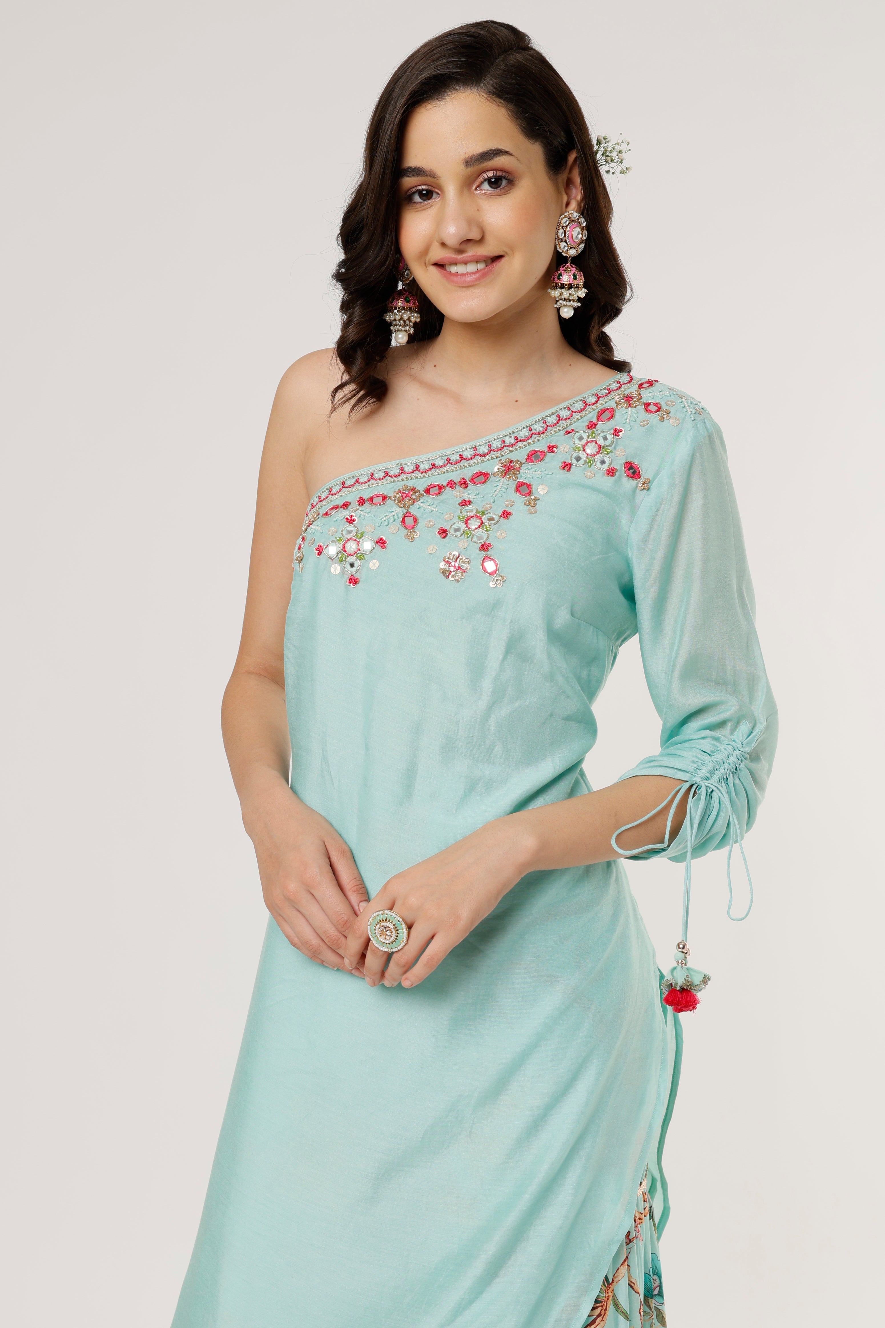 Ashana Asymmetrical Plain Viscous With Sharara