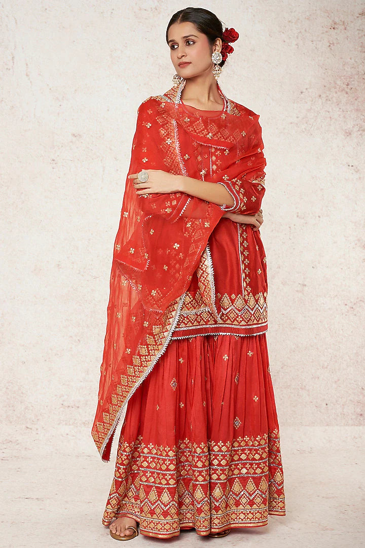 Shiddat Sharara Set Red