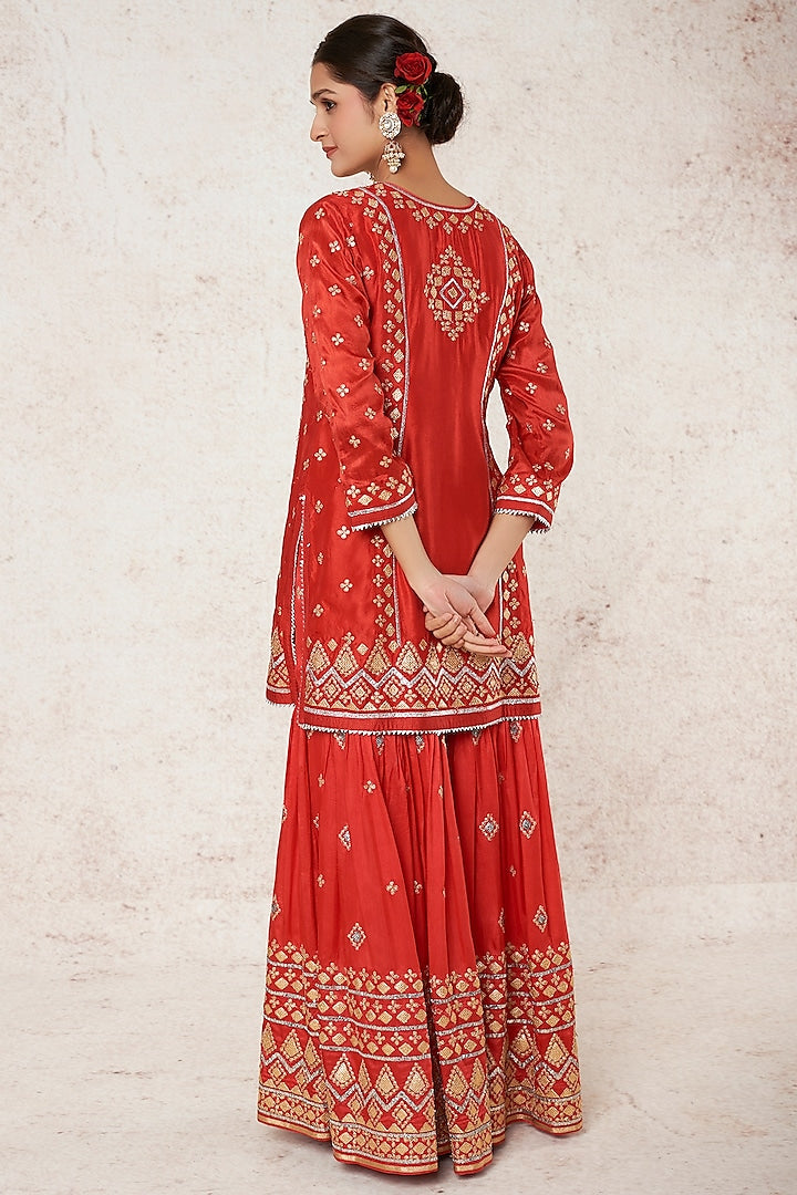 Shiddat Sharara Set Red