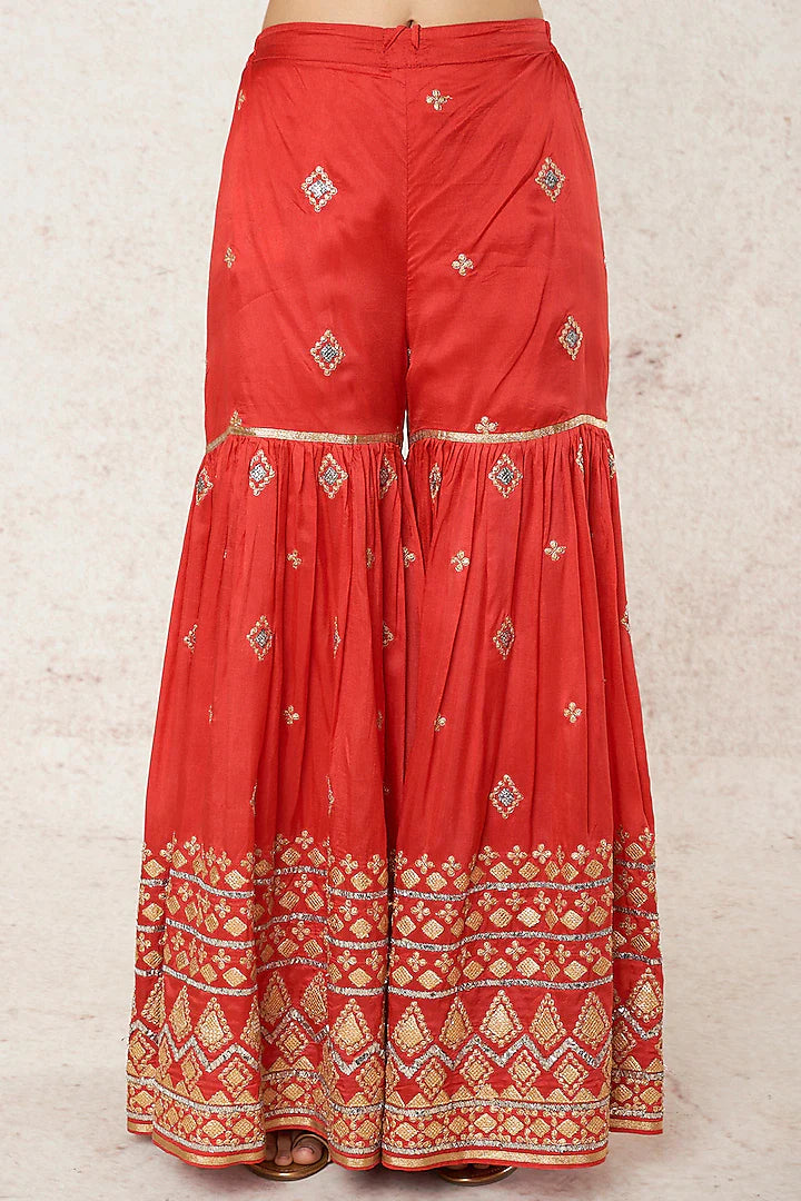 Shiddat Sharara Set Red