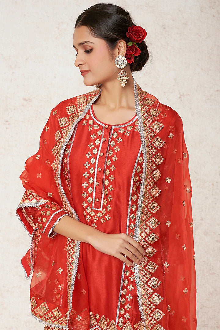 Shiddat Sharara Set Red