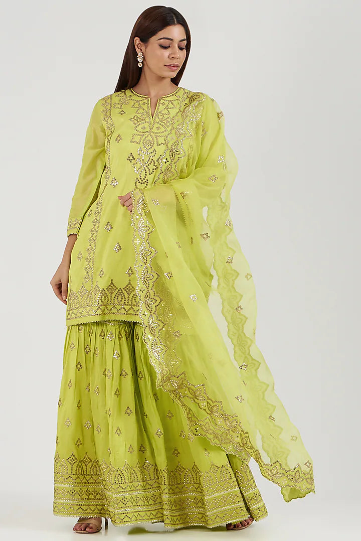 Twisha Sharara Set Lime Green