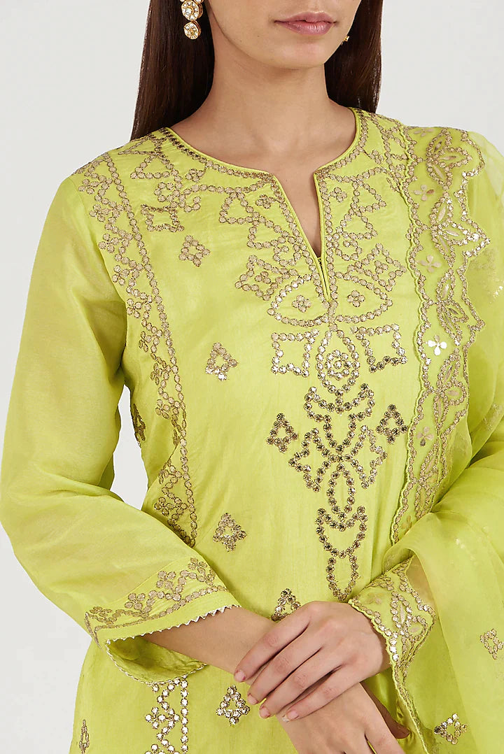 Twisha Sharara Set Lime Green