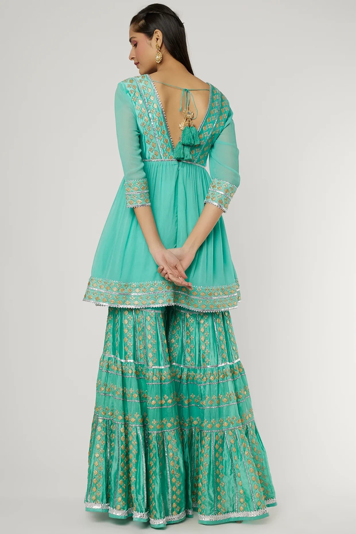 Shofie Neck Kurta With Sharara