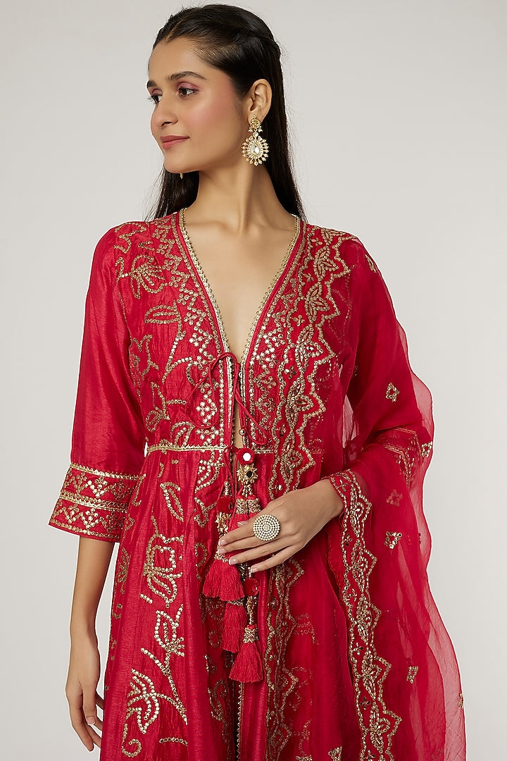 Ishanya Pallazo Set Red