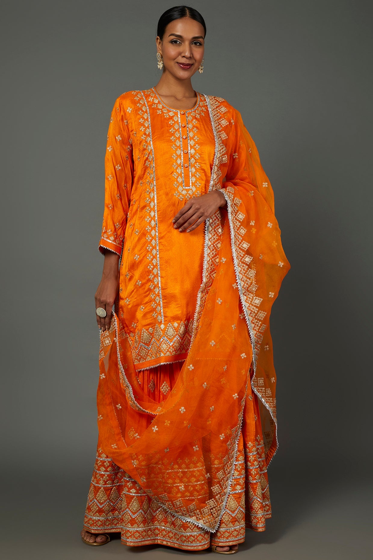 Shiddat Sharara Set Orange