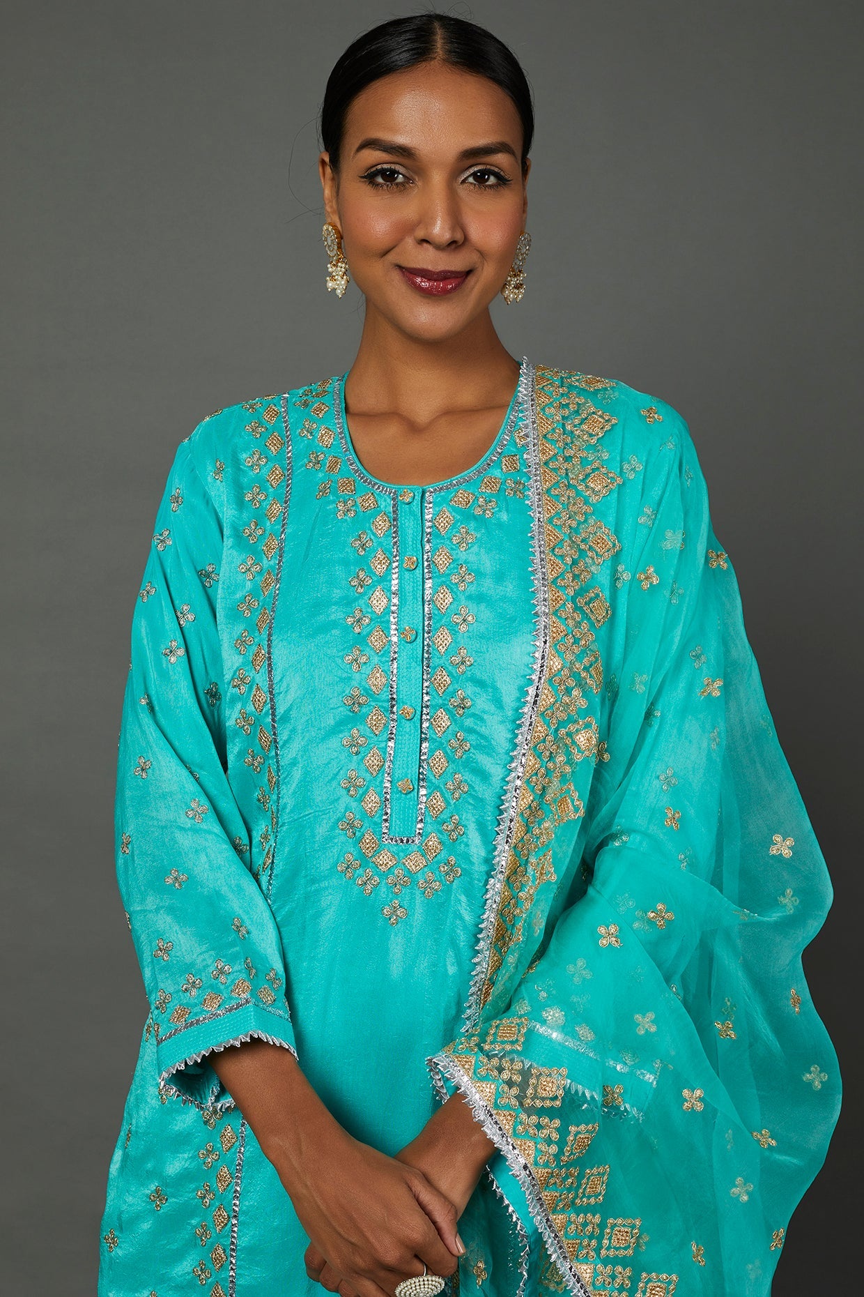 Shazma Sharara Set Aqua