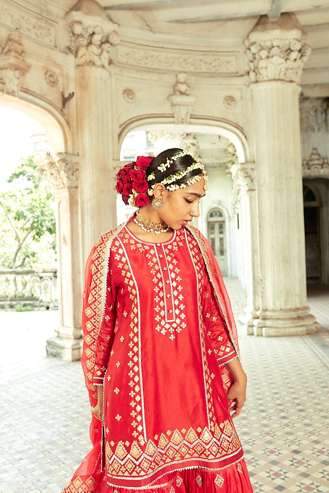 Shiddat Sharara Set Red