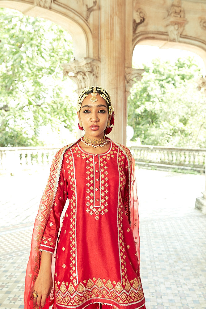 Shiddat Sharara Set Red