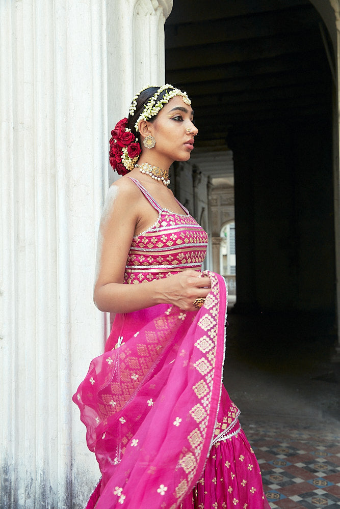 Aarva Strappy Kurta With Sharara And Dupatta