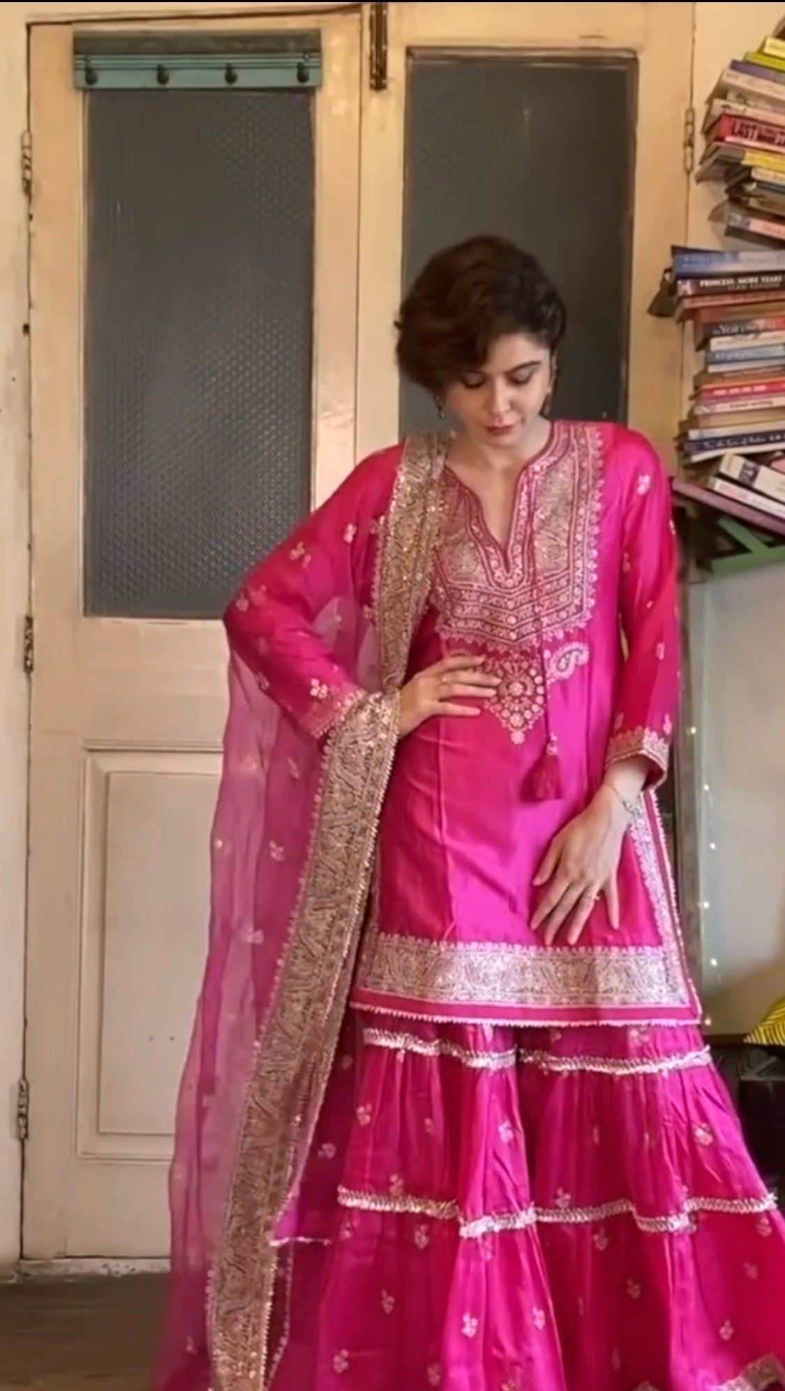 Sherry Shroff In Rati Short Sharara Set