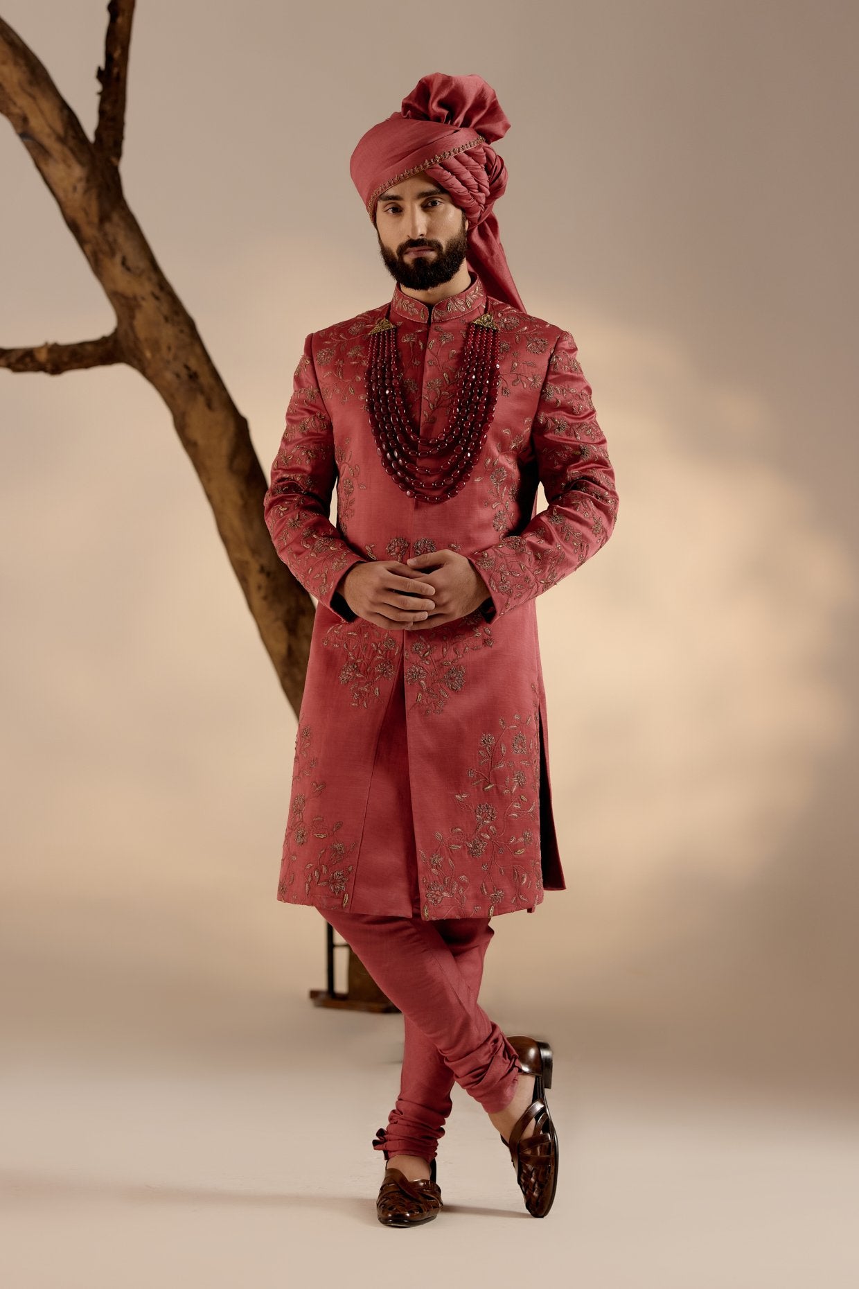 Red Ochre Sherwani Set