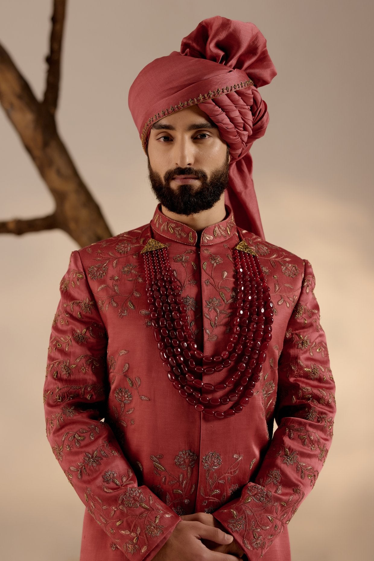 Red Ochre Sherwani Set