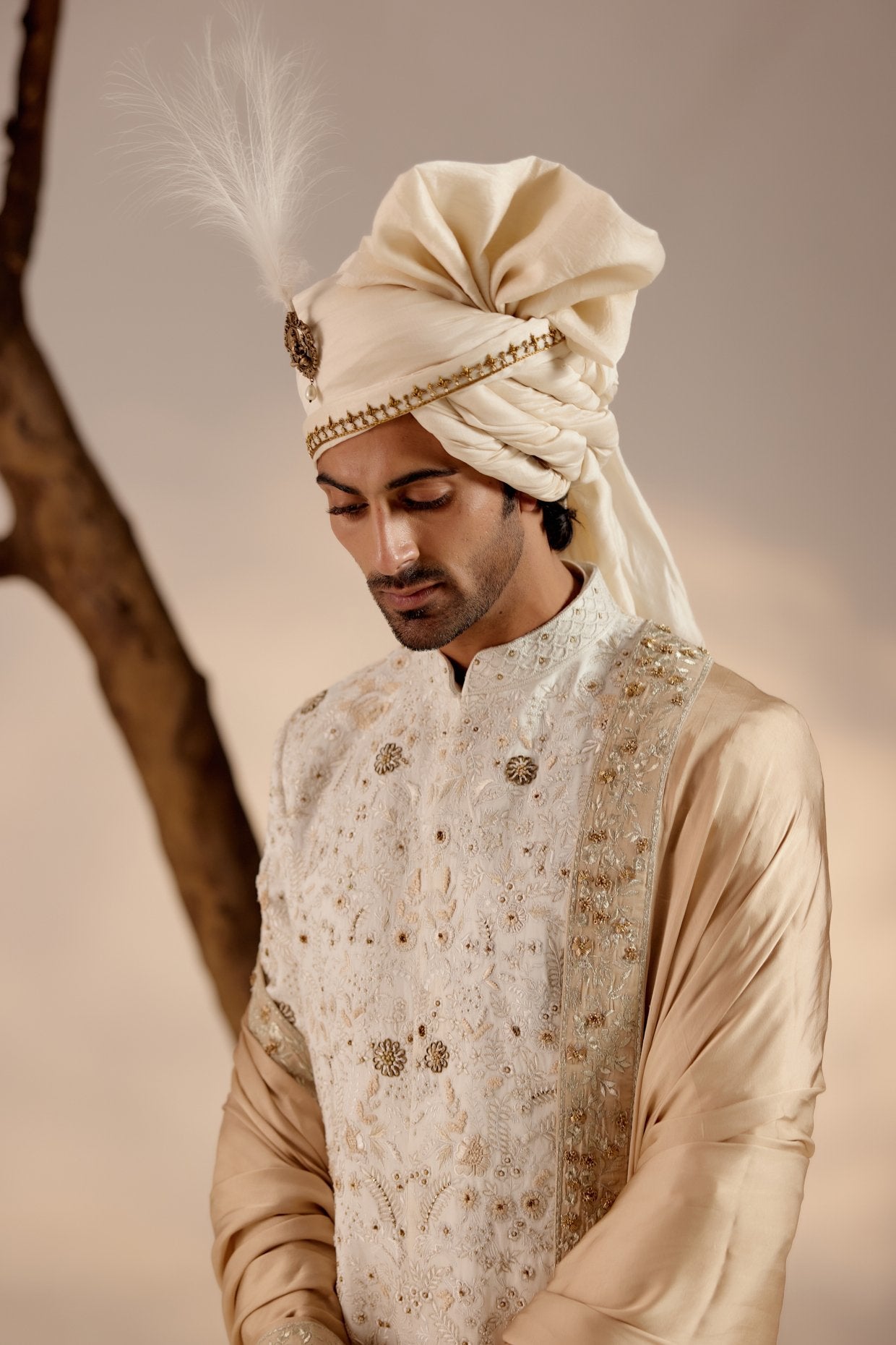 Ivory & Gold Sherwani Set