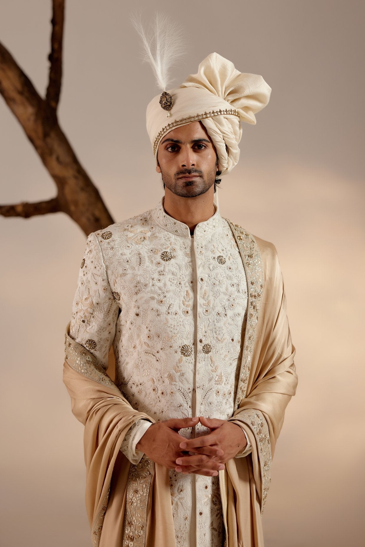 Ivory & Gold Sherwani Set