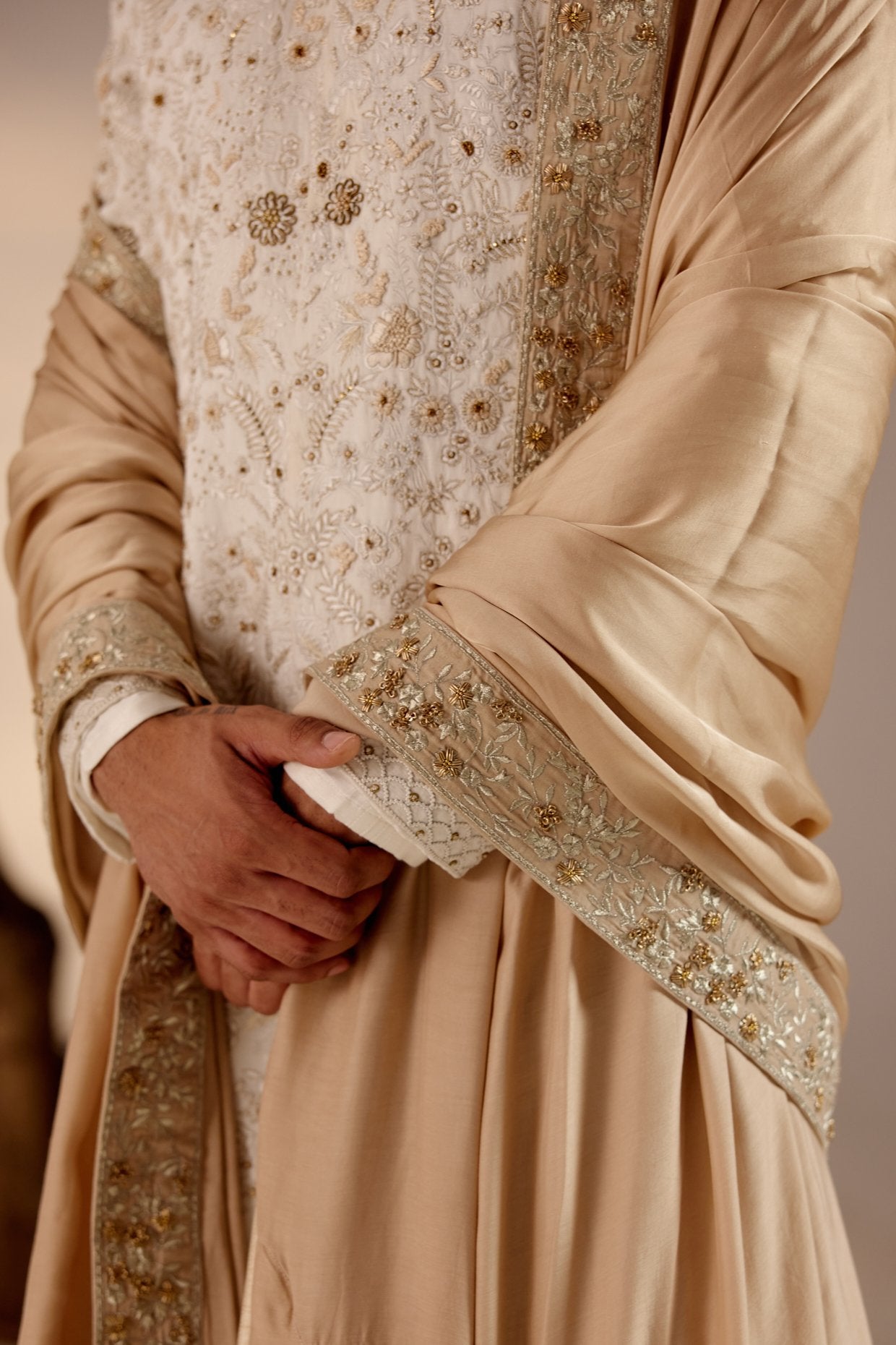 Ivory & Gold Sherwani Set