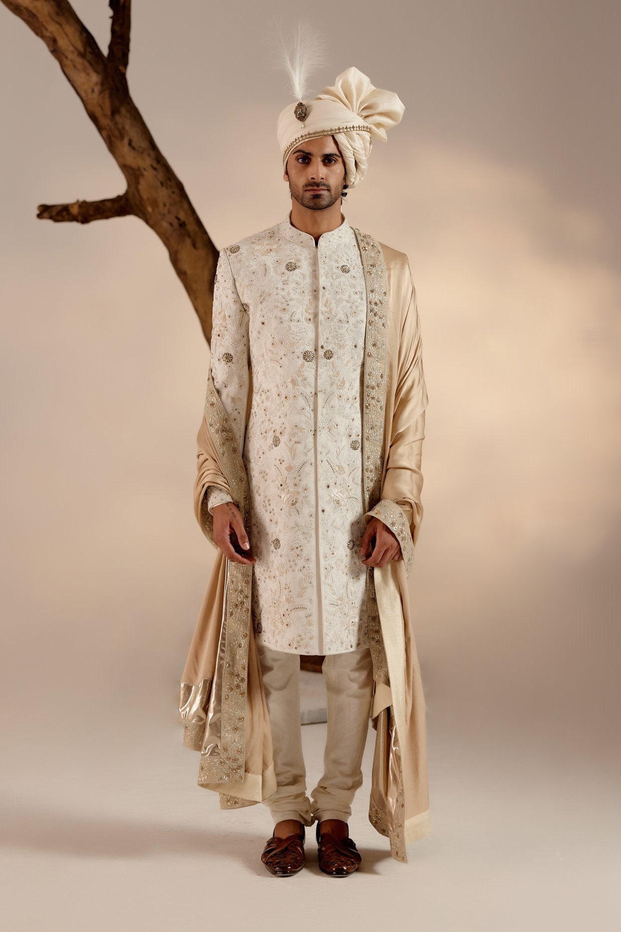 Ivory & Gold Sherwani Set