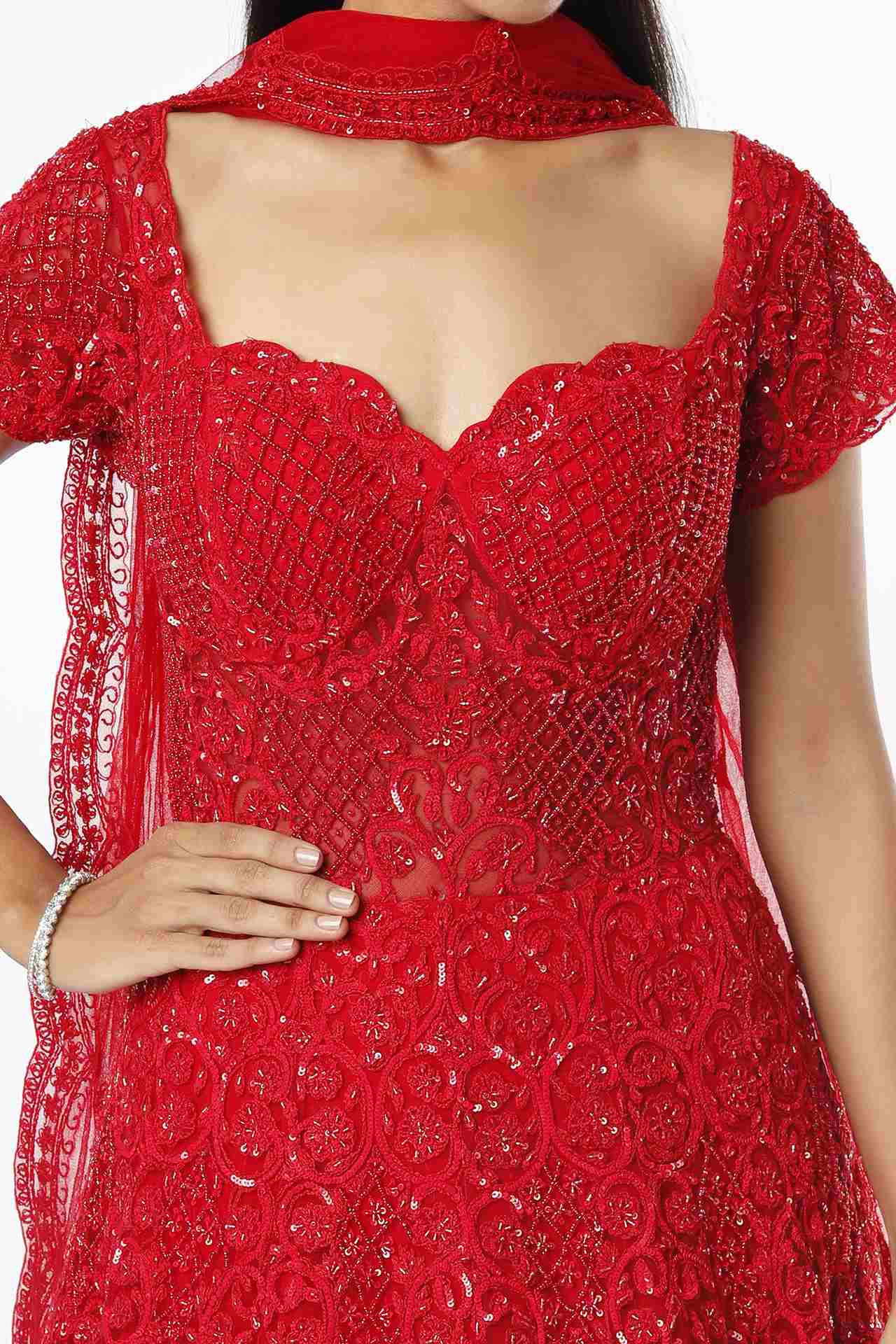 Red Embellished Gown