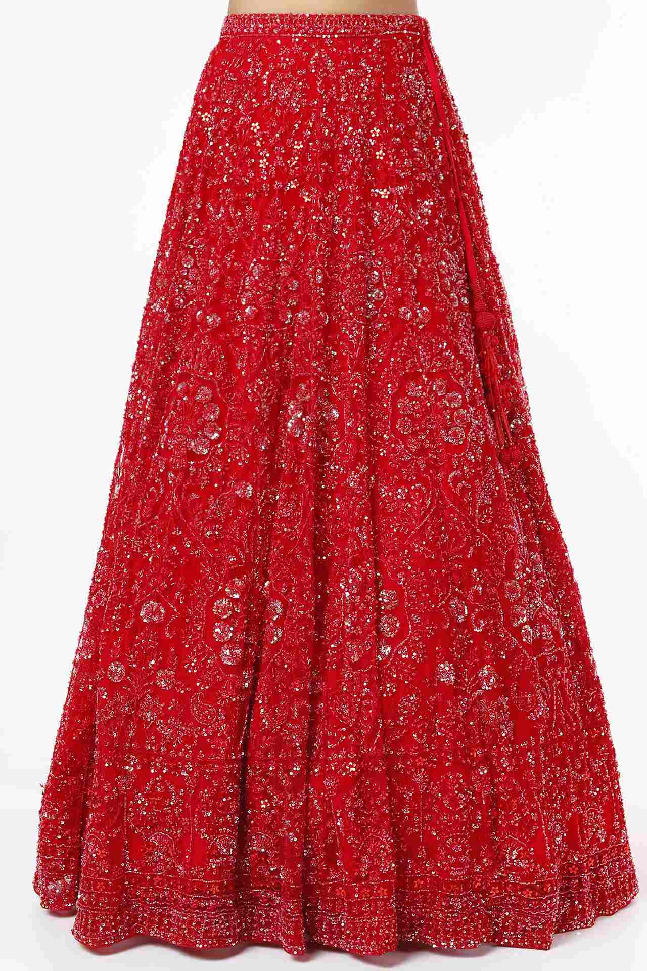 Red Embellished Lehenga Set