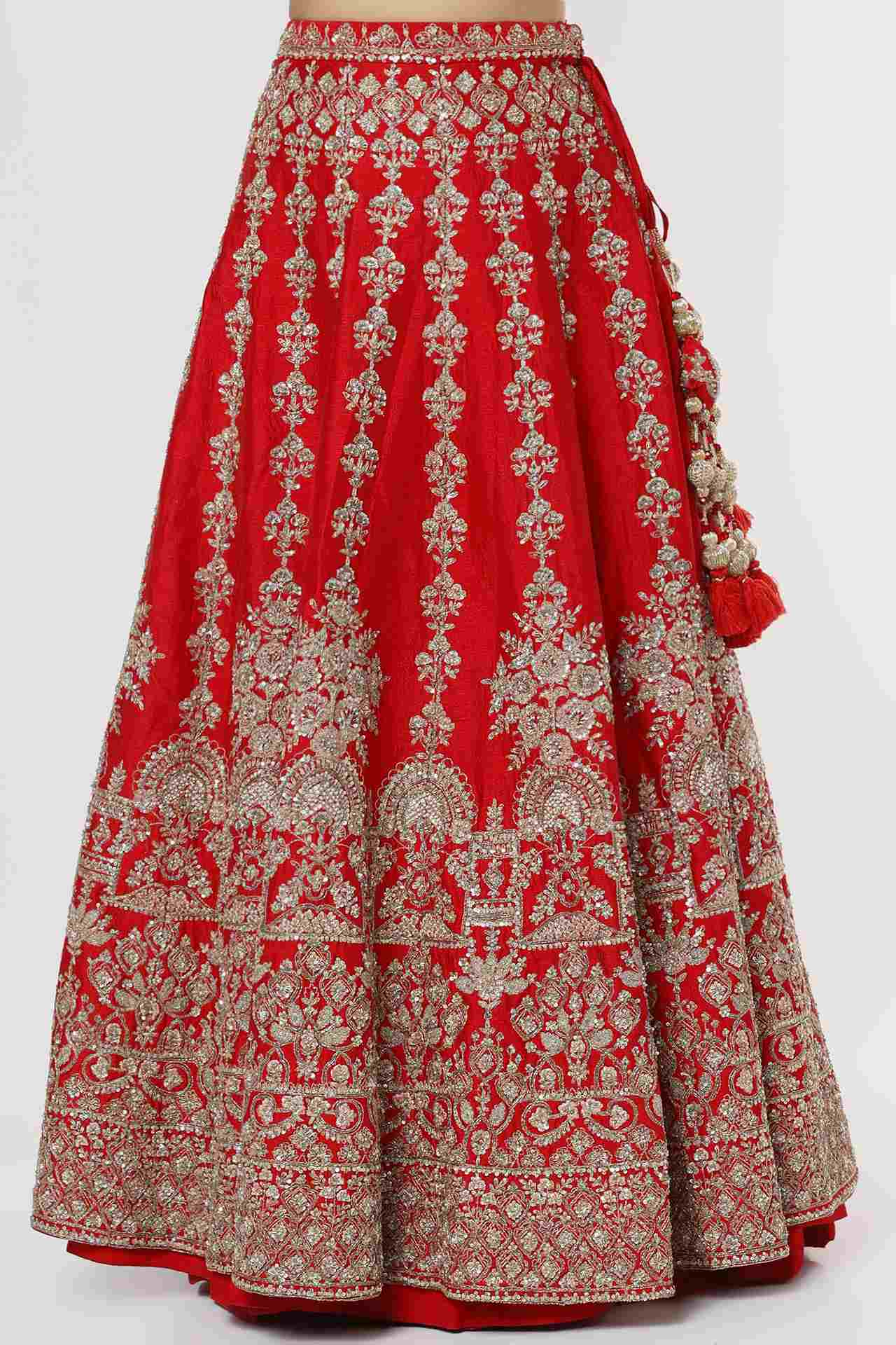 Red Silk Handcrafted Lehenga Set