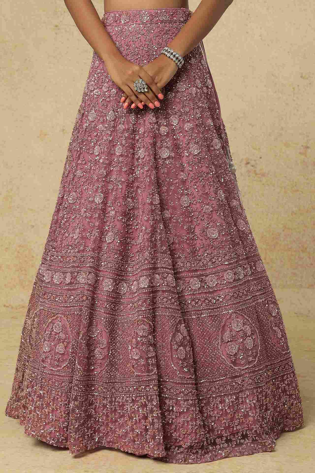 Mauve Embellished Lehenga Set