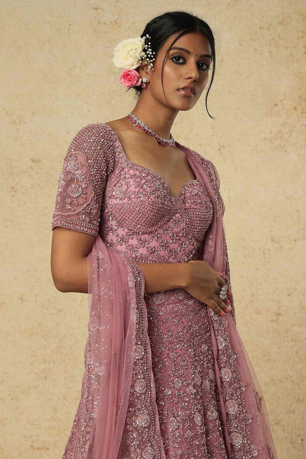 Mauve Embellished Lehenga Set