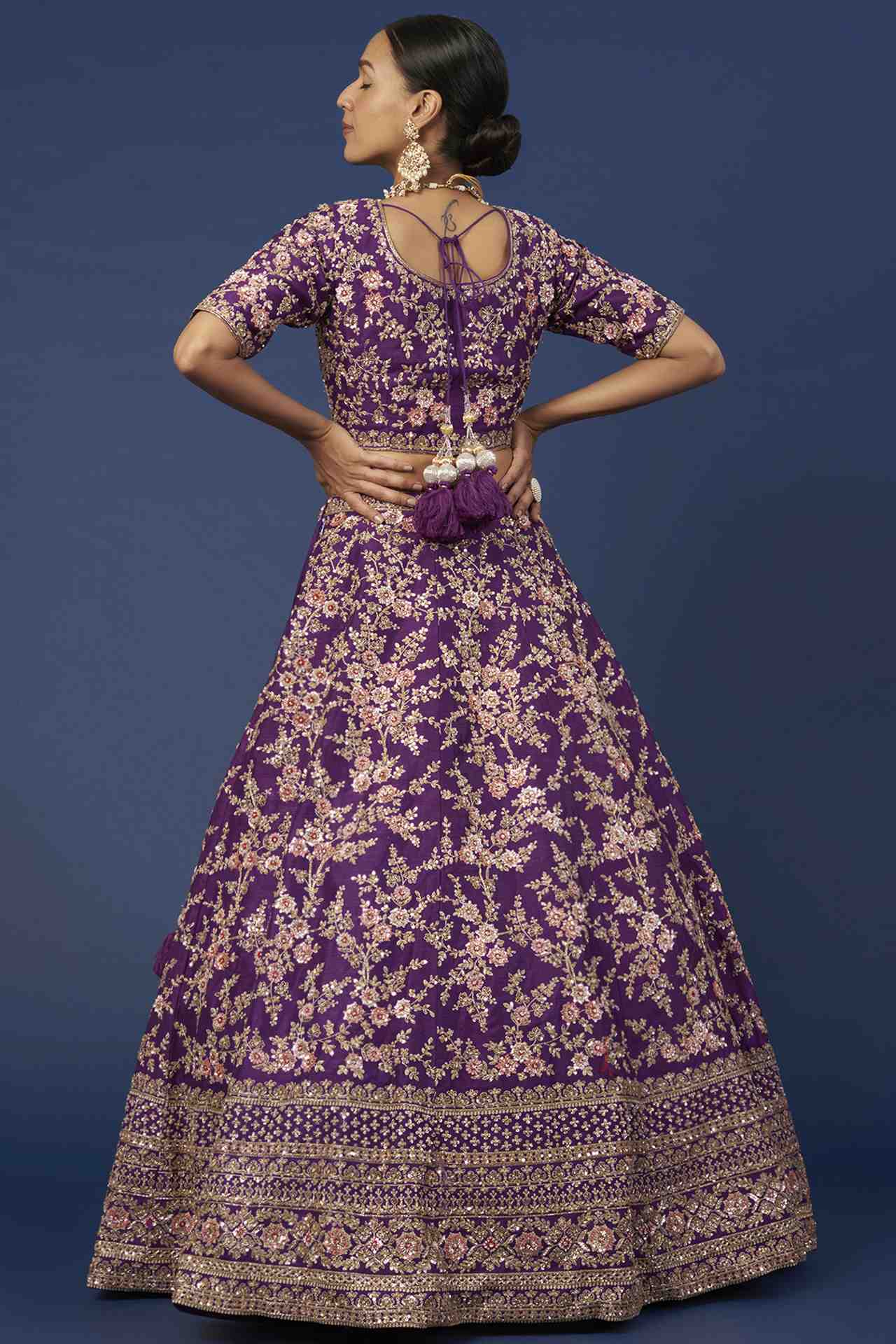 Purple Embellished Lehenga Set