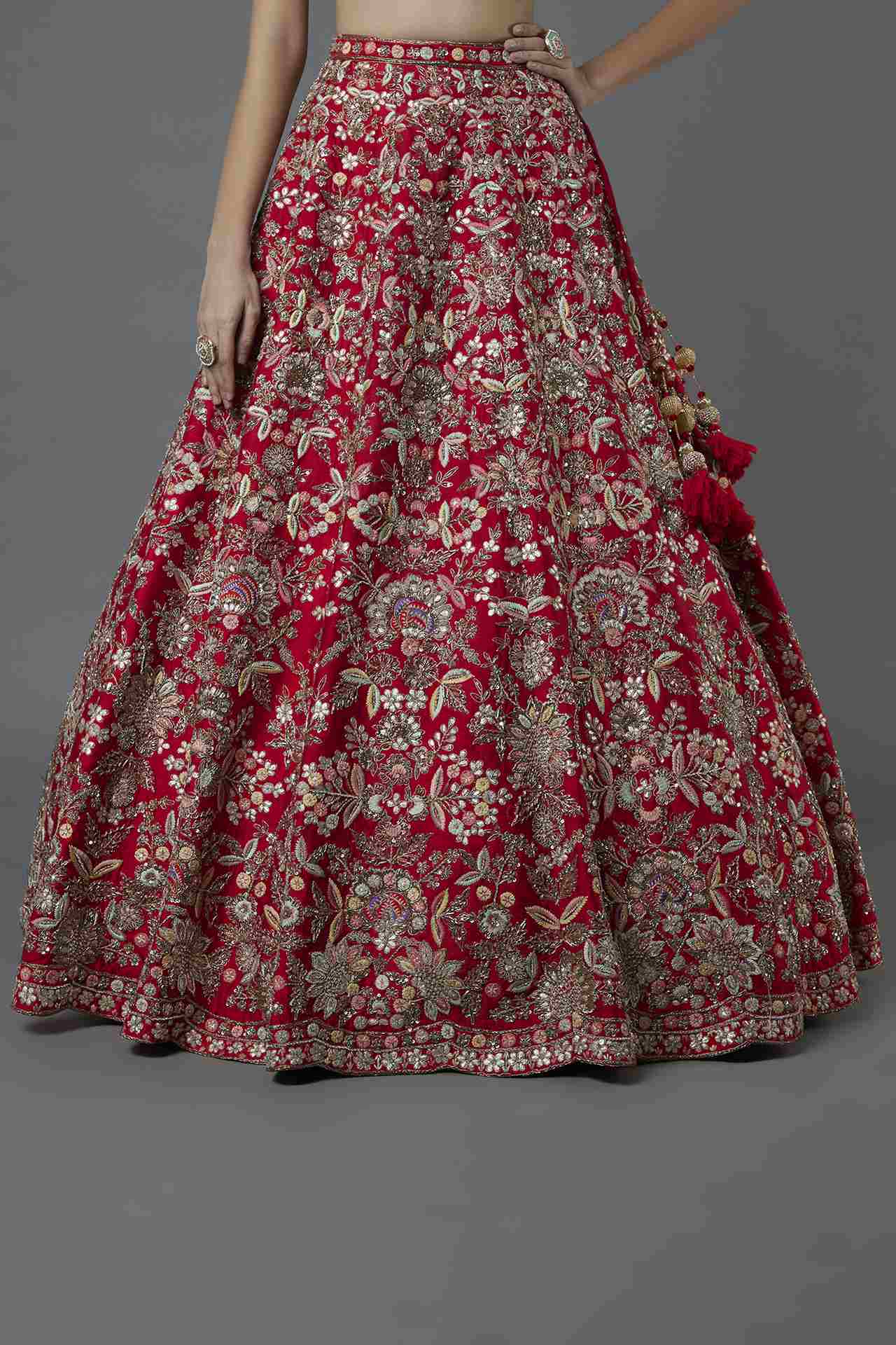 Red Embellished Lehenga Set