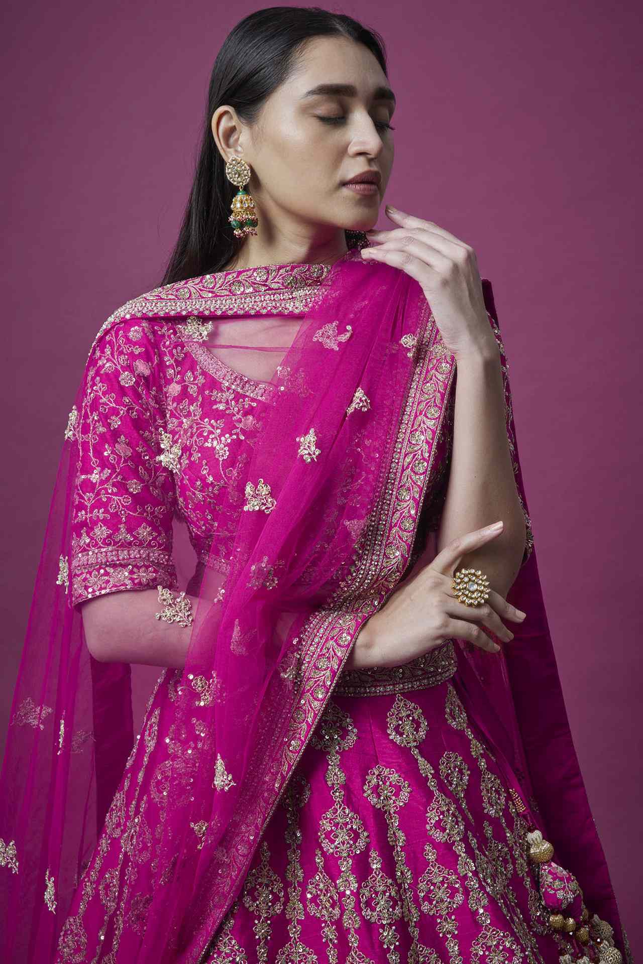 Rani Pink Embroidered Lehenga Set