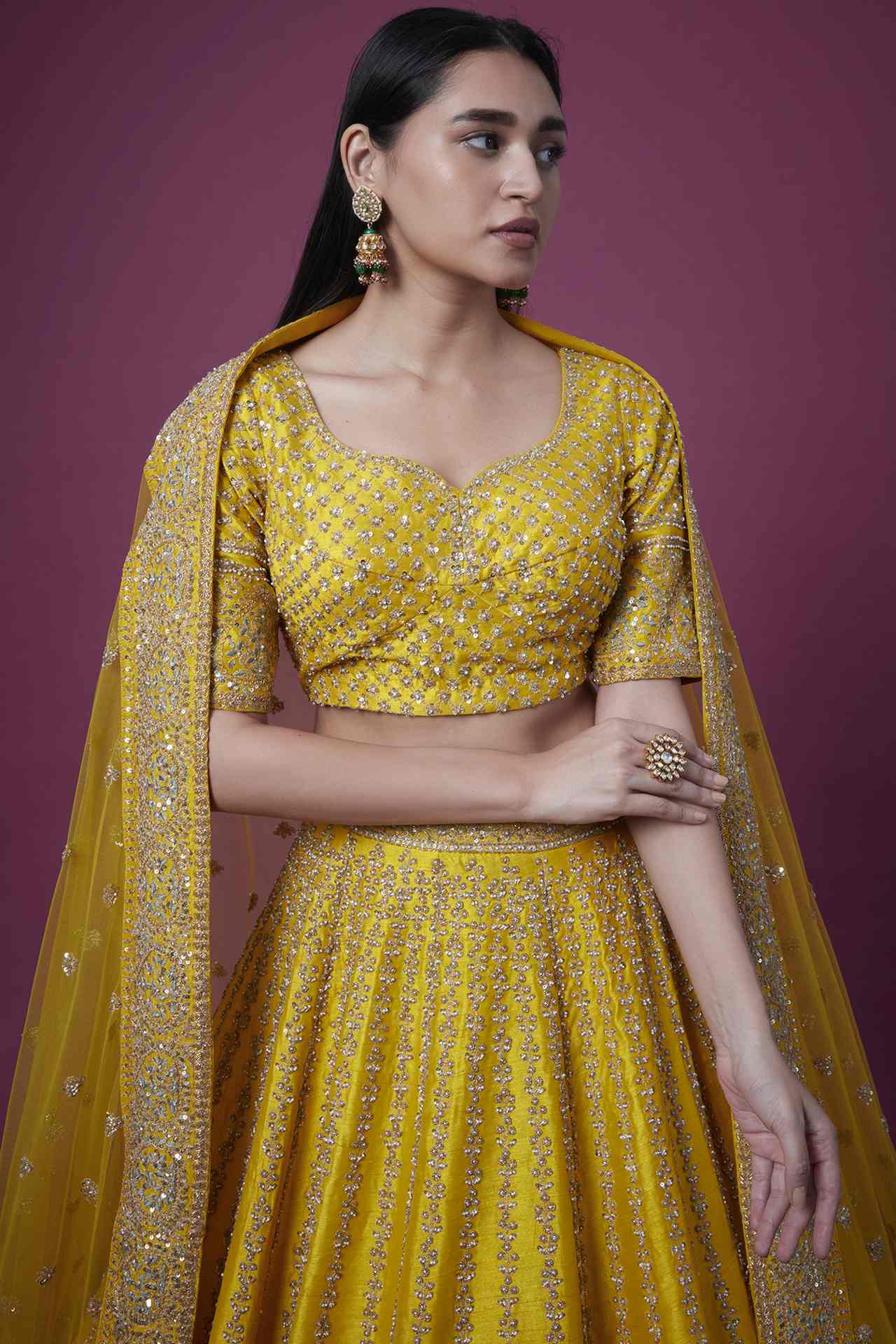 Yellow Embroidered Lehenga Set