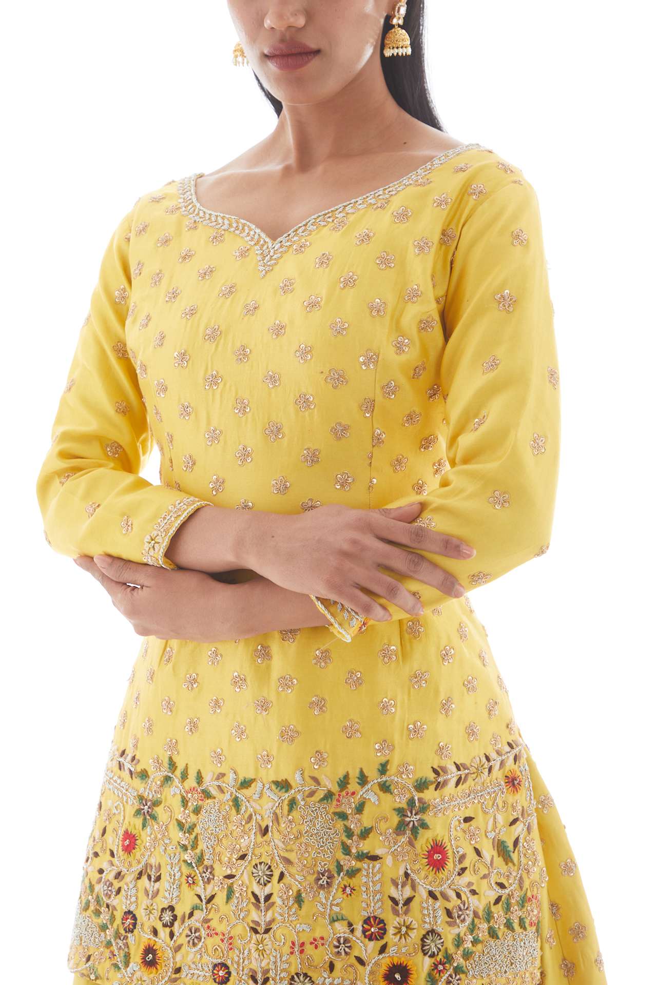 Mustard Embroidered Sharara Set