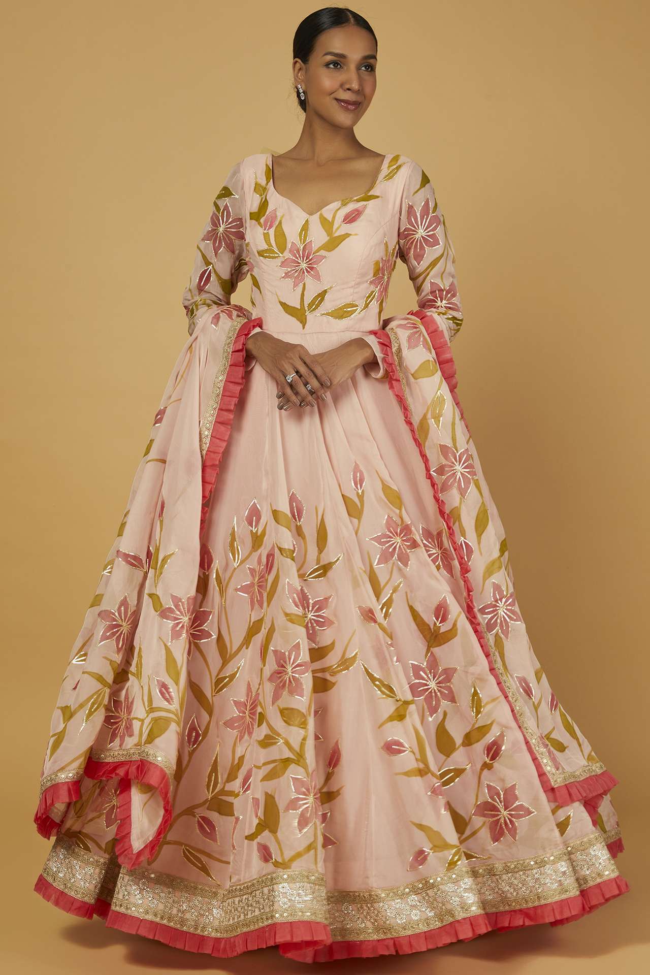 Blush Pink Printed Anarkali Set