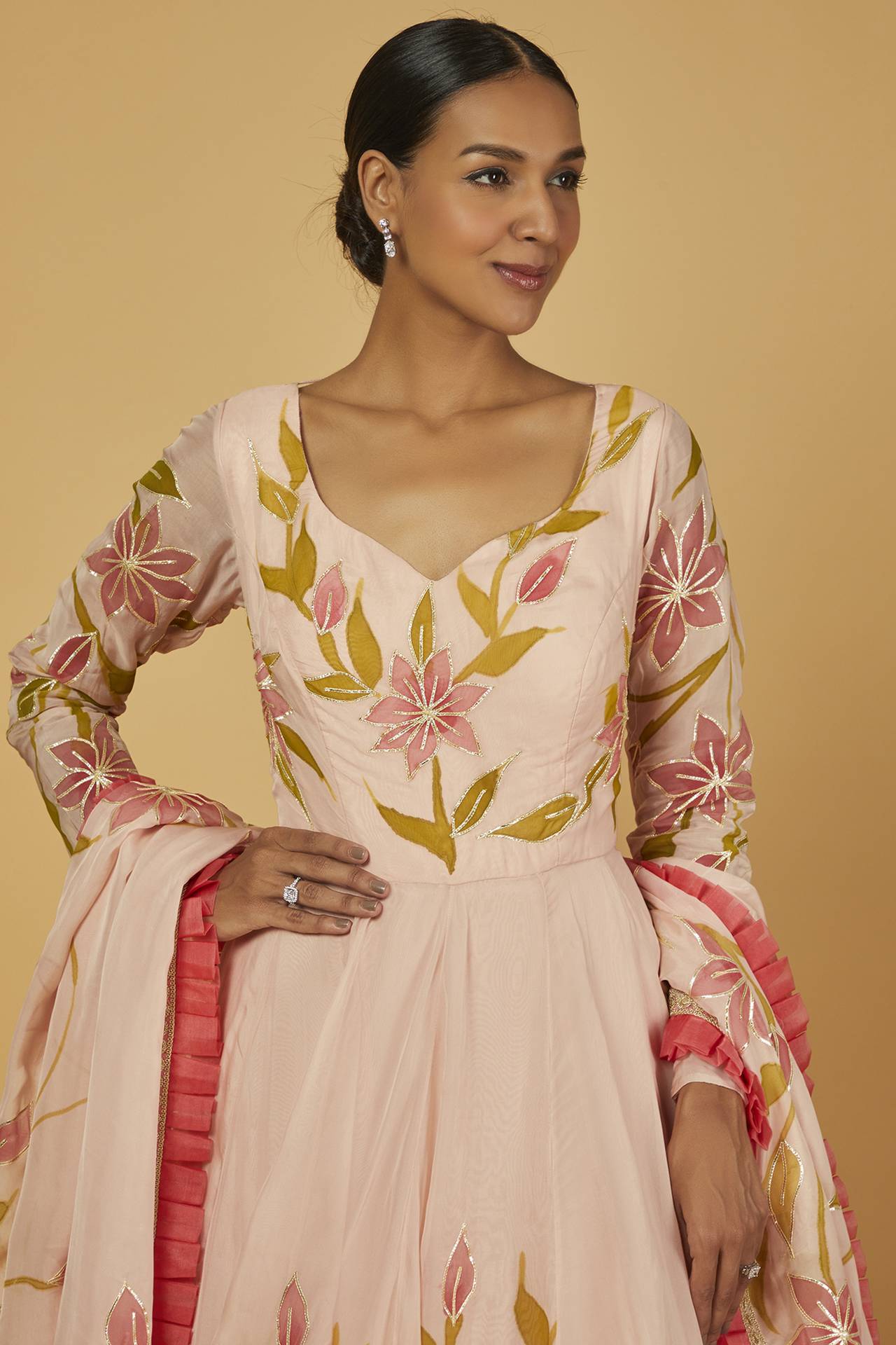 Blush Pink Printed Anarkali Set