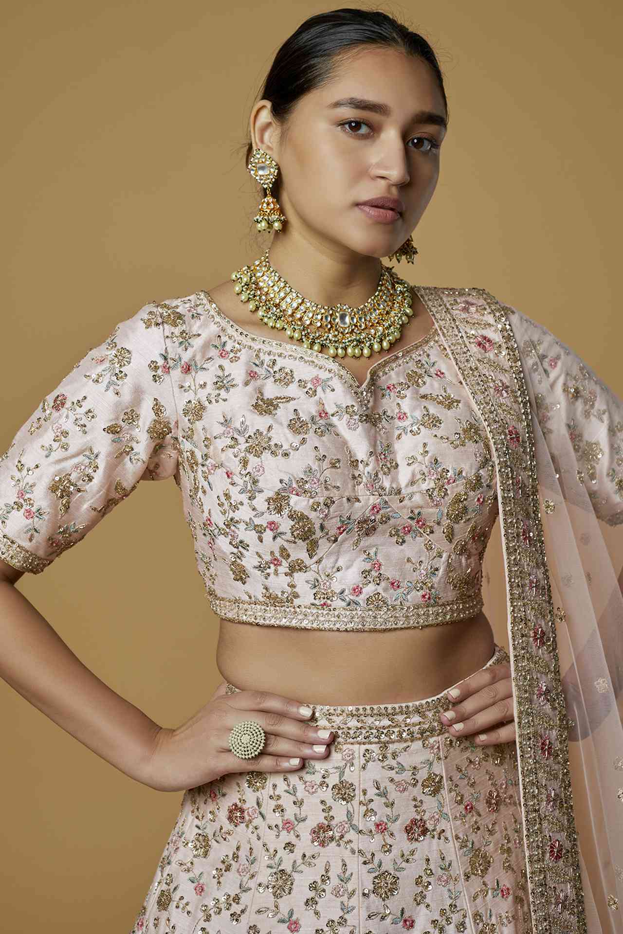 Ivory Embroidered Lehenga Set