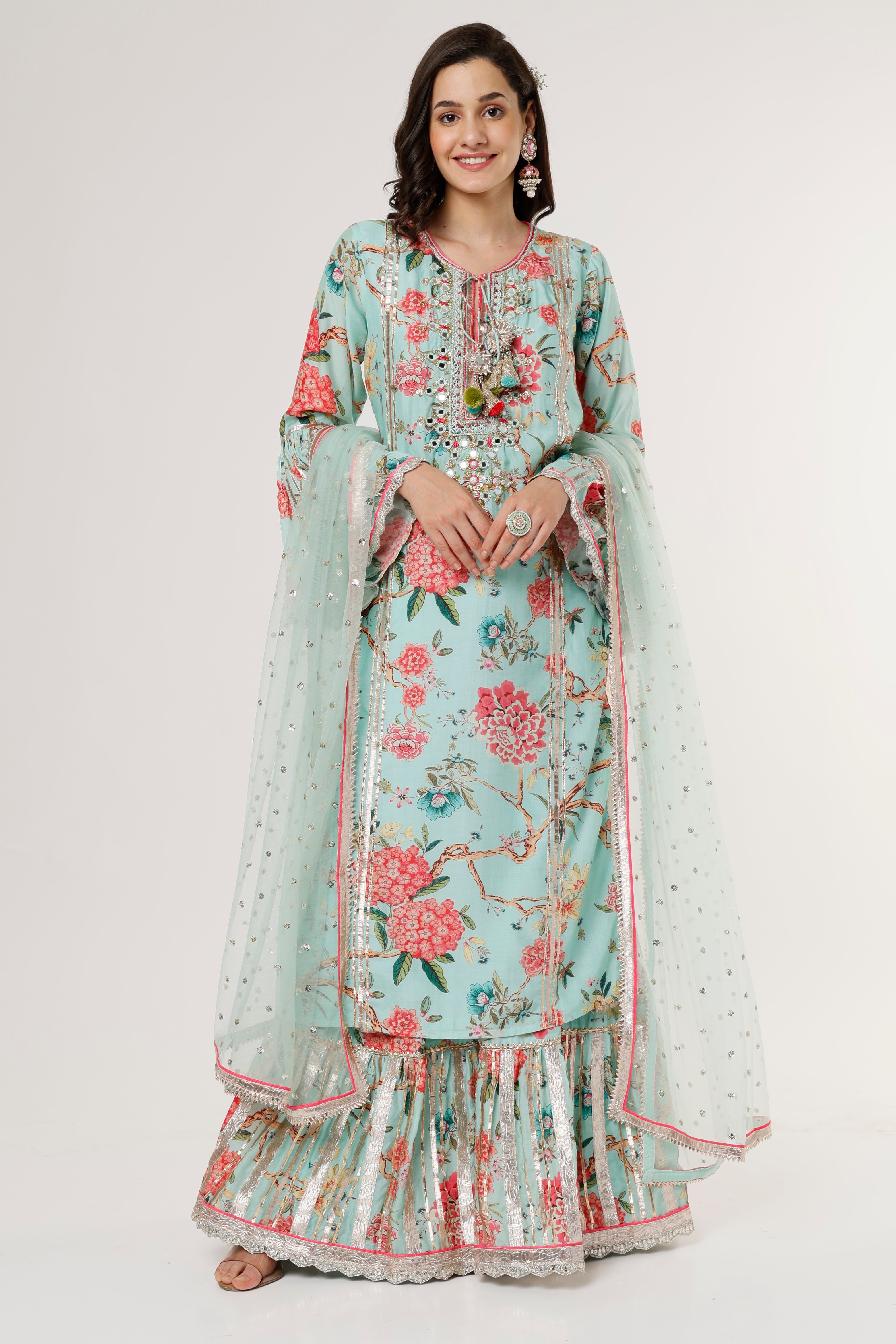 Sanah Long Kurta Sharara Set