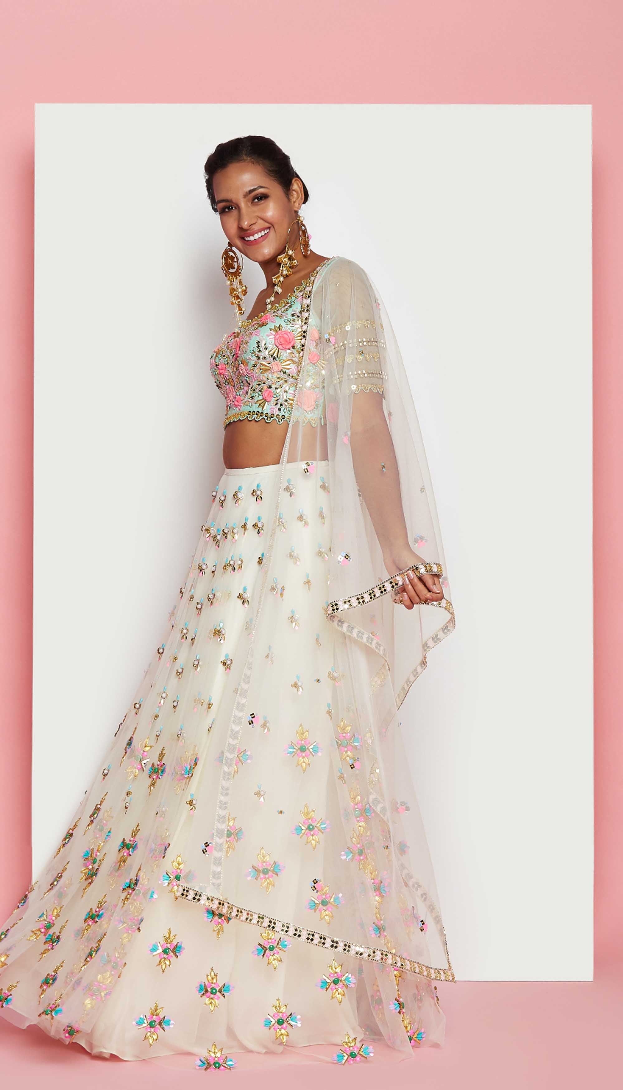 Favourite Jade - Ivory And Mint Green Embellished Full Lehenga Set