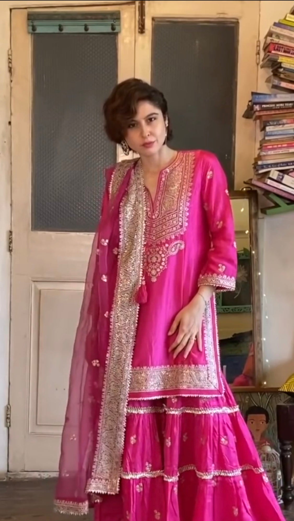 Sherry Shroff In Rati Short Sharara Set