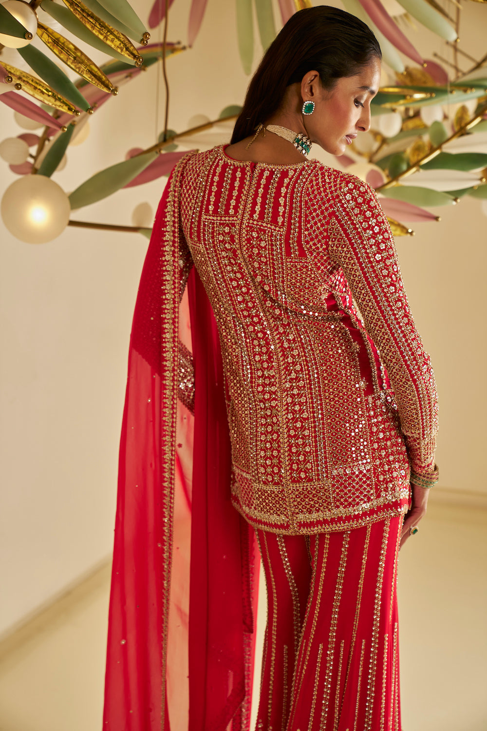 Red Georgette Sharara Set