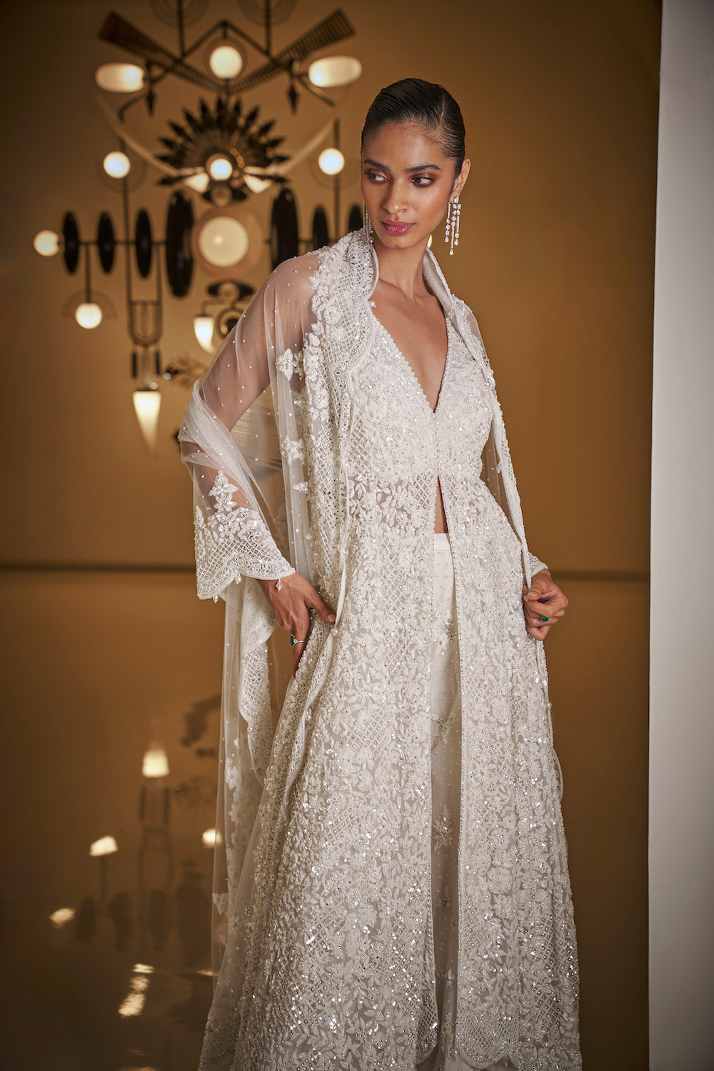 White Sequin Sharara Set