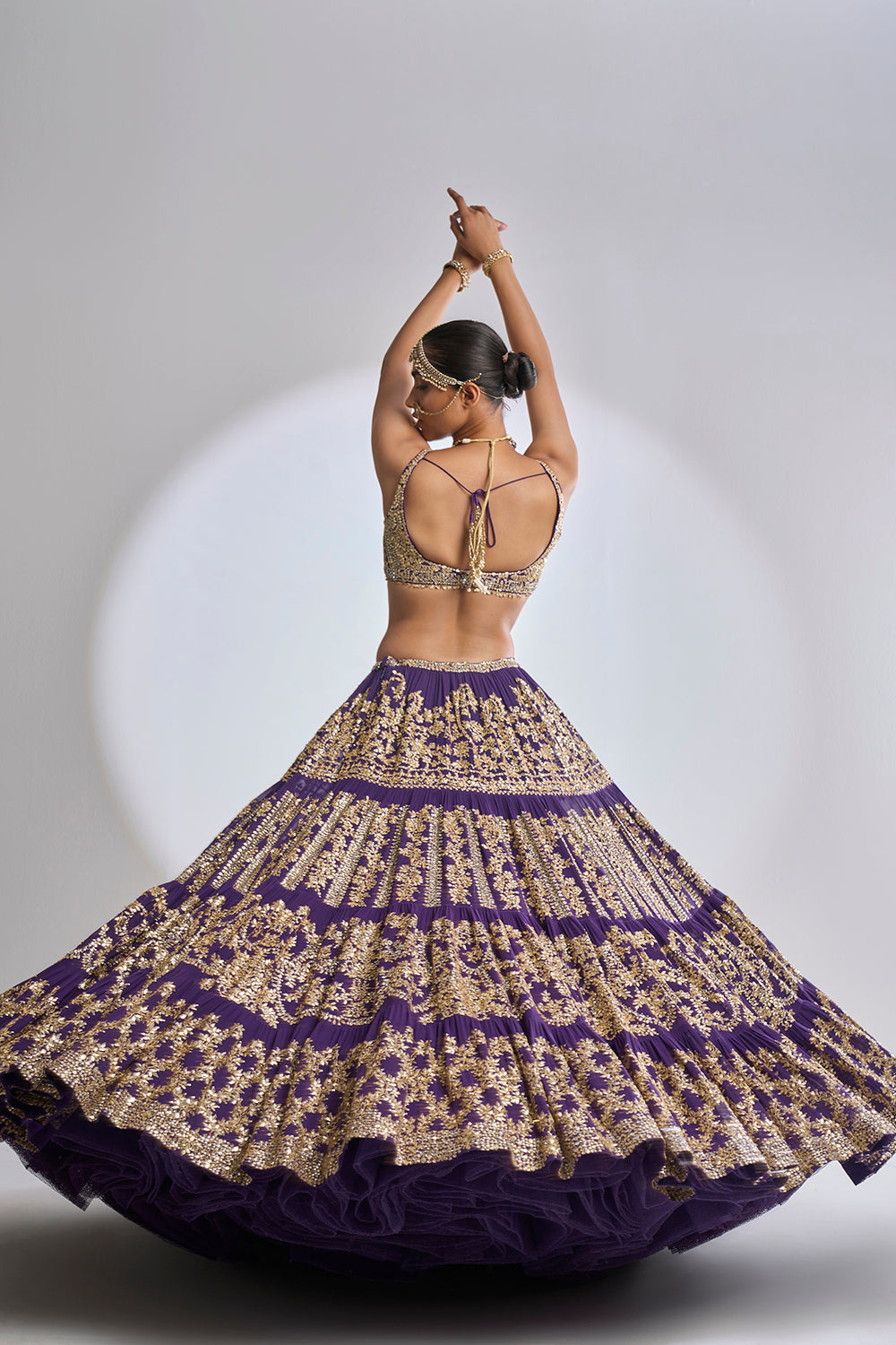 Purple Multi-Tiered Lehenga Set