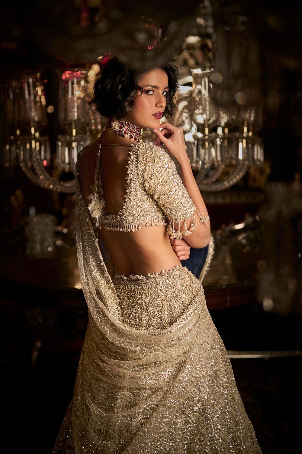 Champagne Pearl Lehenga Set